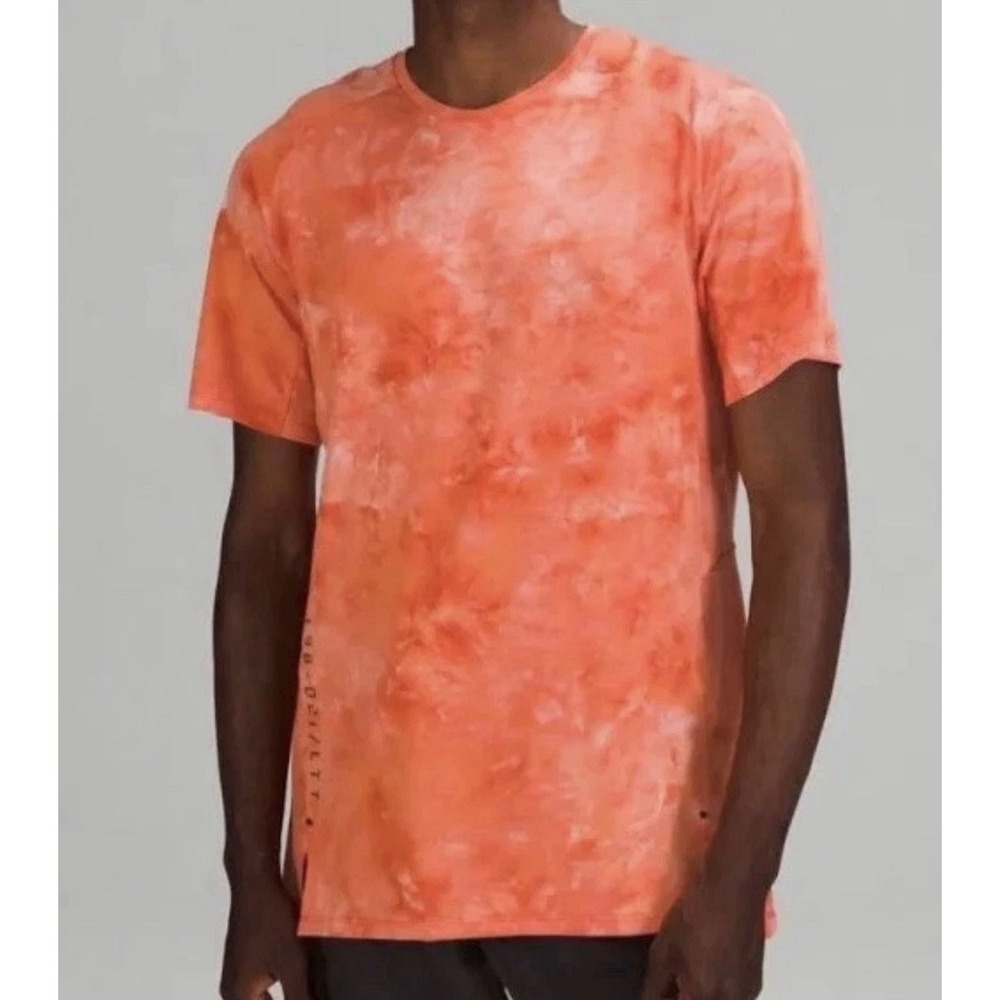 Lululemon Lab Mens Orange Tie Dye Better‎ License to Train T-Shirt •L• Sunburst